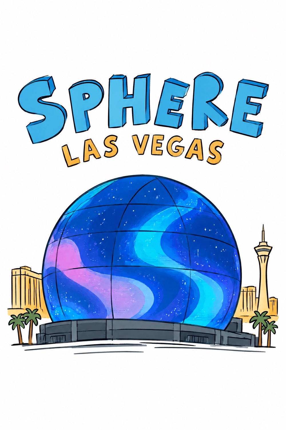 Illustration of the Sphere in Las Vegas